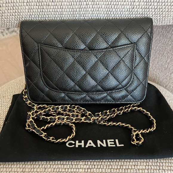 CHANEL Caviar Quilted Wallet on Chain WOC in Black - Picture 2 of 15